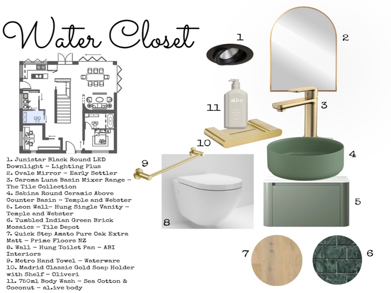 Mood Board Module 9 - Water Closet Interior Design Mood Board by goodall.edit.design
