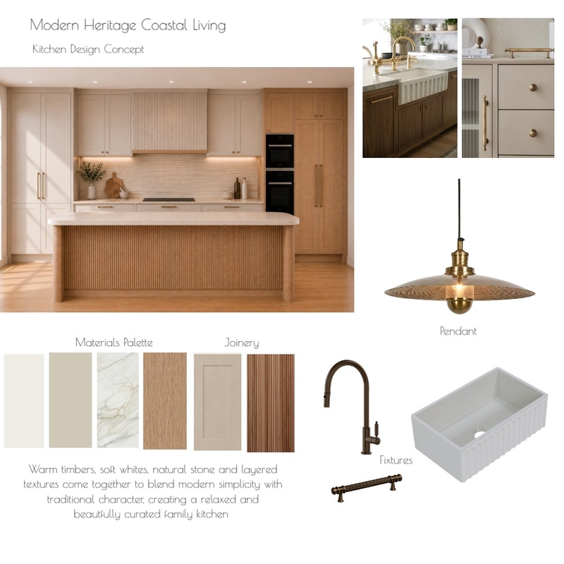 Modern Heritage Coastal Living Interior Design Mood Board by Leanne Dowling Interior Design