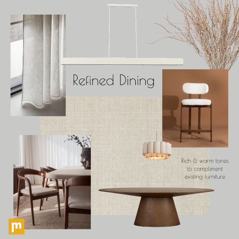 Refined Dining Interior Design Mood Board by Morrissey Blinds & Interiors - Home Styling