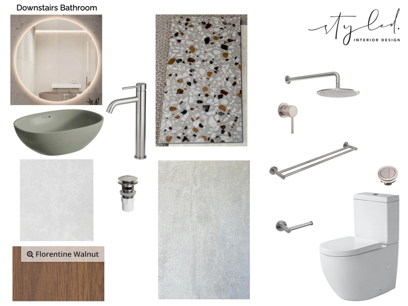Jones - Downstairs Bathroom Product Board Interior Design Mood Board by Styled Interior Design