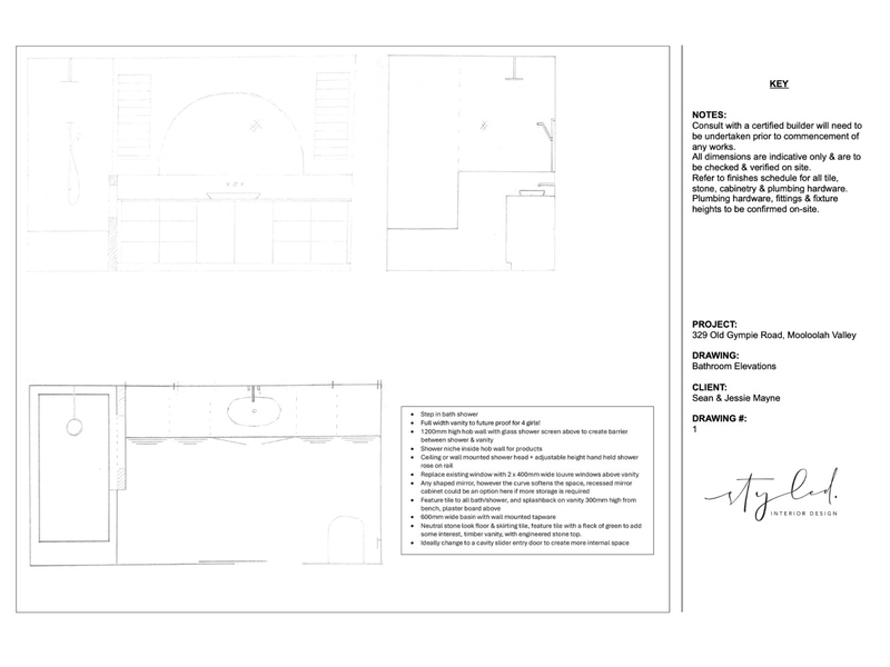 Mayne - Bathroom Elevations Interior Design Mood Board by Styled Interior Design