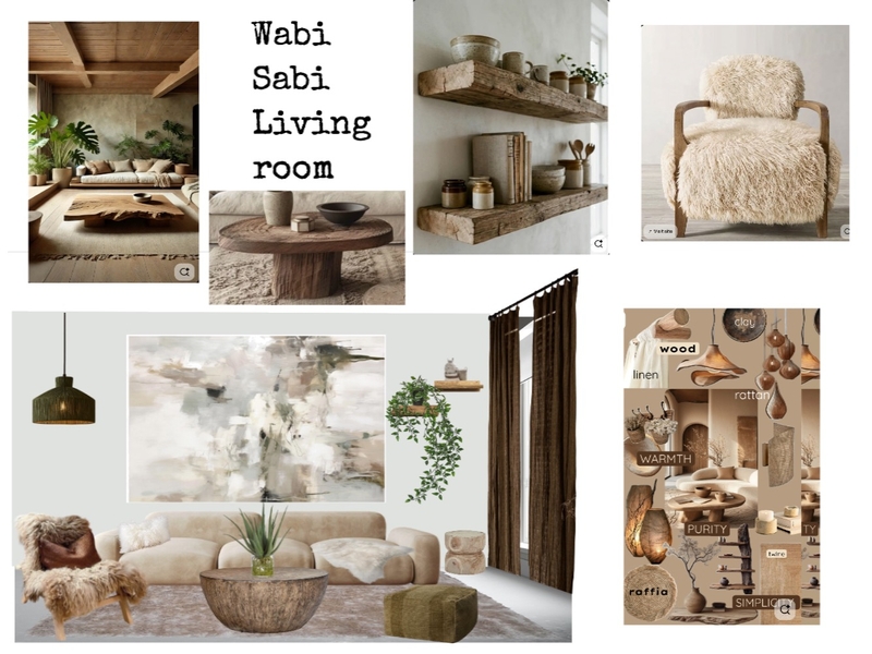 Wabi Sabi Living room interior design Interior Design Mood Board by Honni_louise