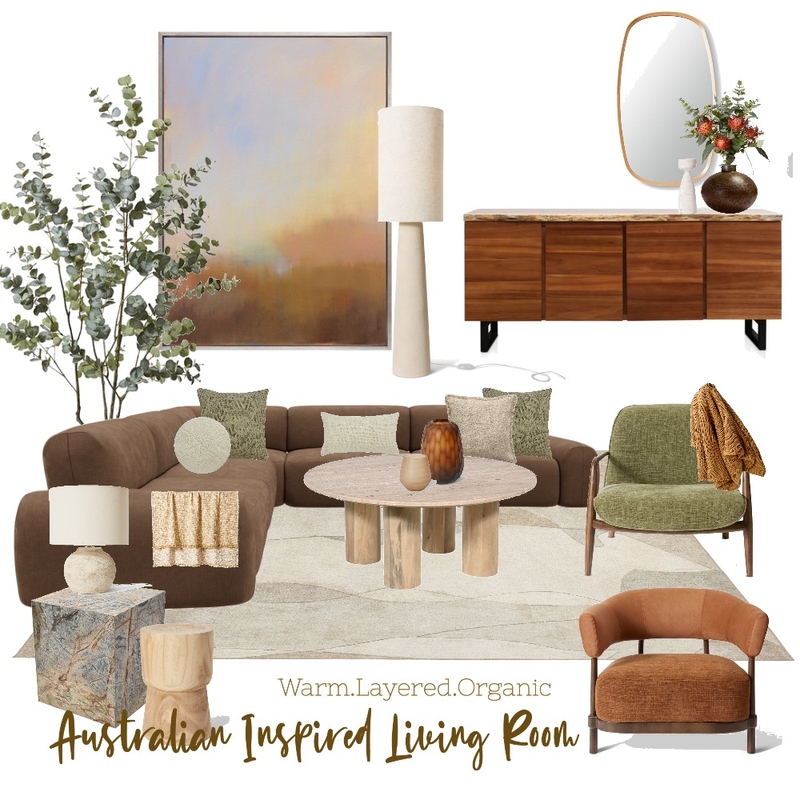 Australian Inspired Living Room Interior Design Mood Board by studio.mellō Australian Inspired Living Room Interior Design Mood Board by studio.mellō
