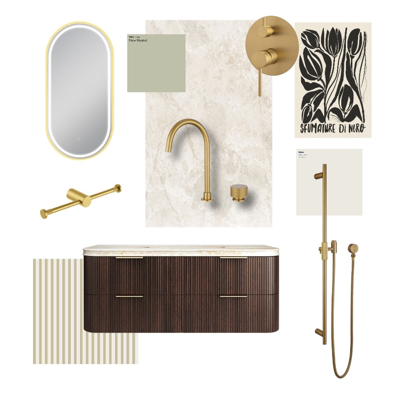 Moon Brushed Brass Bathroom Interior Design Mood Board by Aquaperla Moon Brushed Brass Bathroom Interior Design Mood Board by Aquaperla