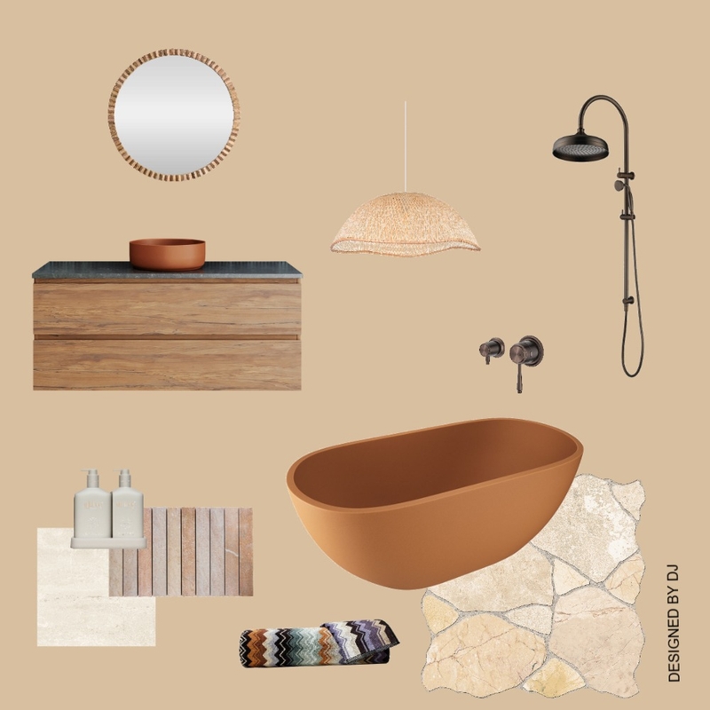 Warm Organic Bathroom Interior Design Mood Board by DebJordan101@gmail.com