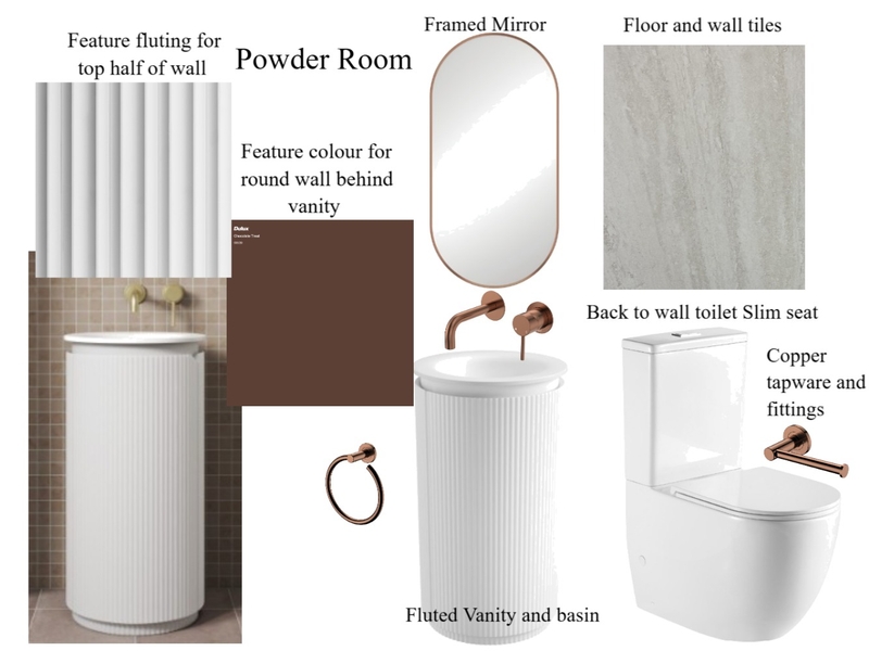 Powder Room Interior Design Mood Board by Coastal Design and Renovations