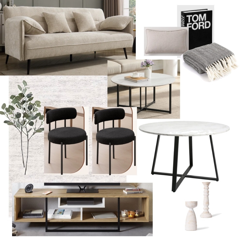 KEW 2 bed living room Beige Interior Design Mood Board by Lovenana