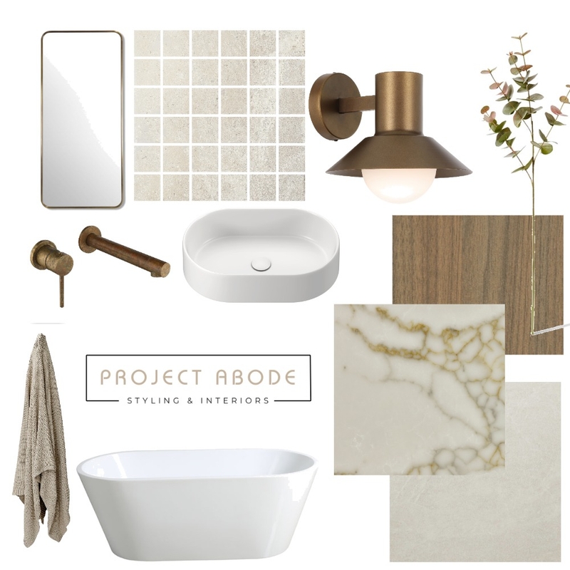Warm neautral bathroom Interior Design Mood Board by Project Abode