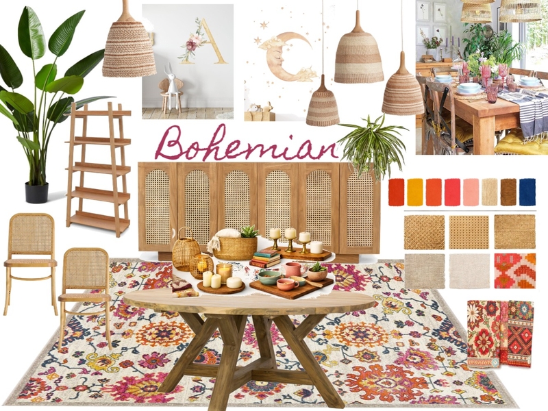 Client B Bohemian Dining Room Interior Design Mood Board by Bonnieho