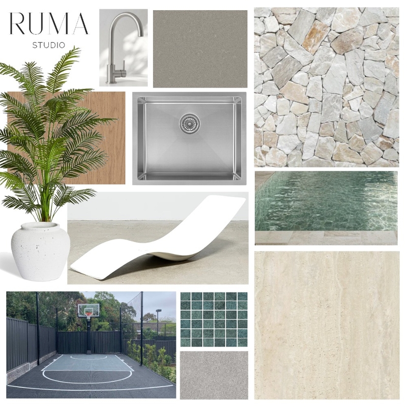 Oakview Abode - Alfresco + Pool Interior Design Mood Board by Ruma Studio