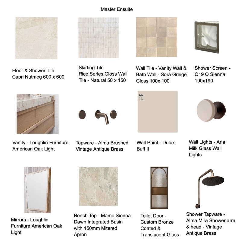 Bateau Bay Master Ensuite Selections Moodboard Interior Design Mood Board by Dune Drifter Interiors