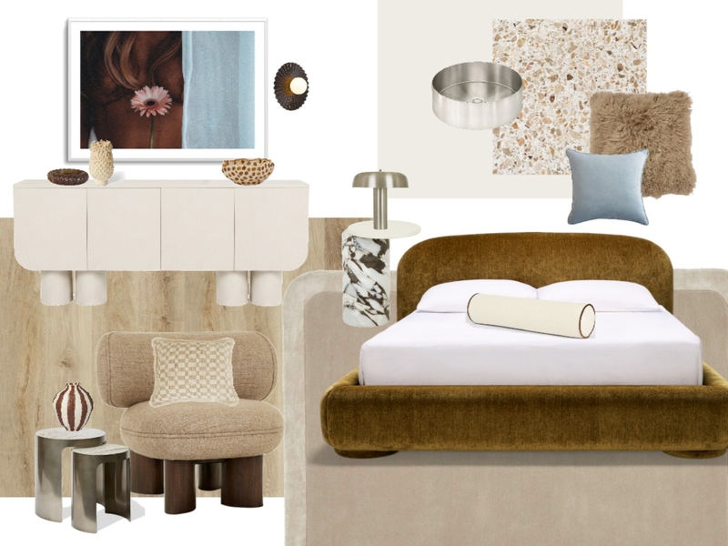 Bedroom + Bathroom Interior Design Mood Board by Genevieve Erougian
