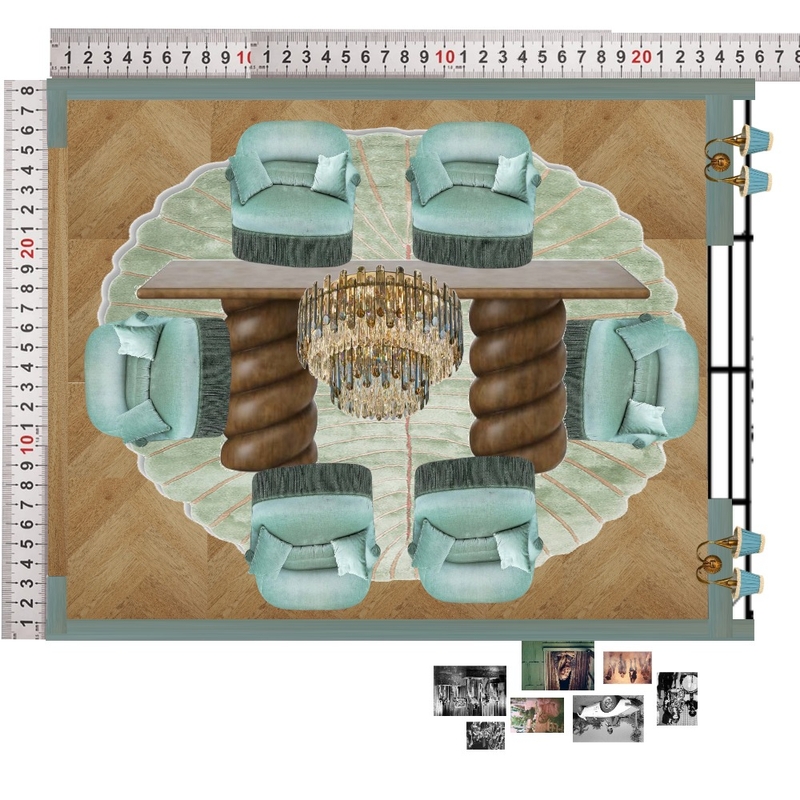 Aqua Dining Room Interior Design Mood Board by dl2407