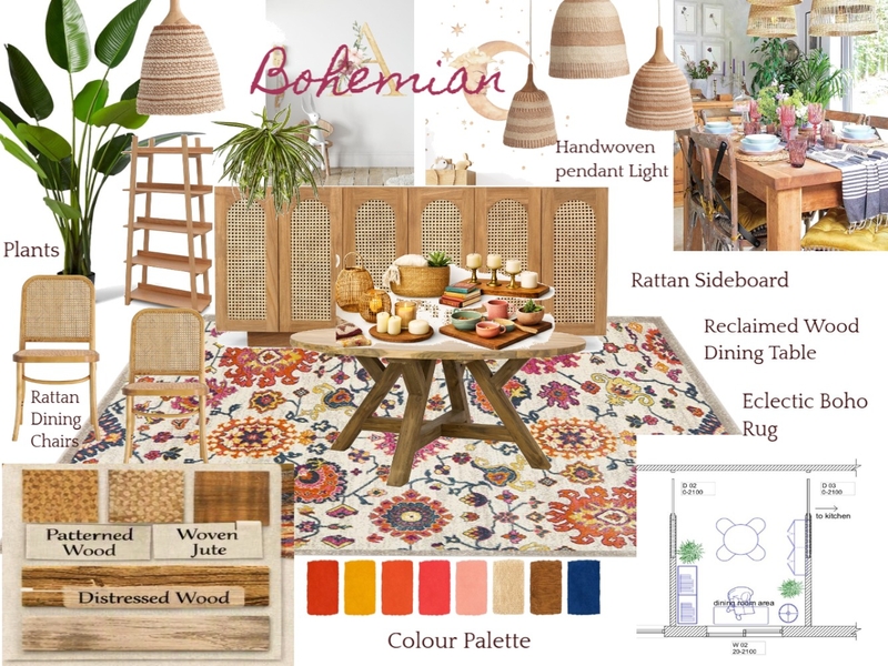 Client B Bohemian Dining Room_Collage Interior Design Mood Board by Bonnieho Client B Bohemian Dining Room_Collage Interior Design Mood Board by Bonnieho