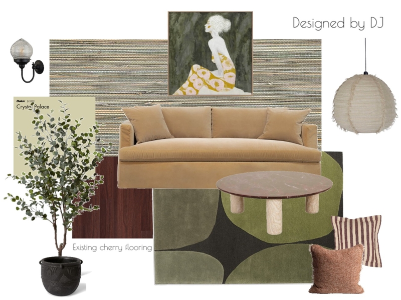 Cherry Flooring Living Room Interior Design Mood Board by DebJordan101@gmail.com
