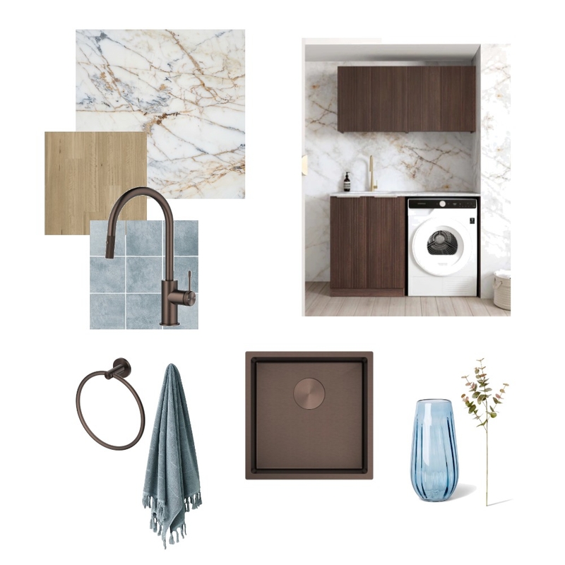 Laundry - chocolate and dusty blue Interior Design Mood Board by ZURE