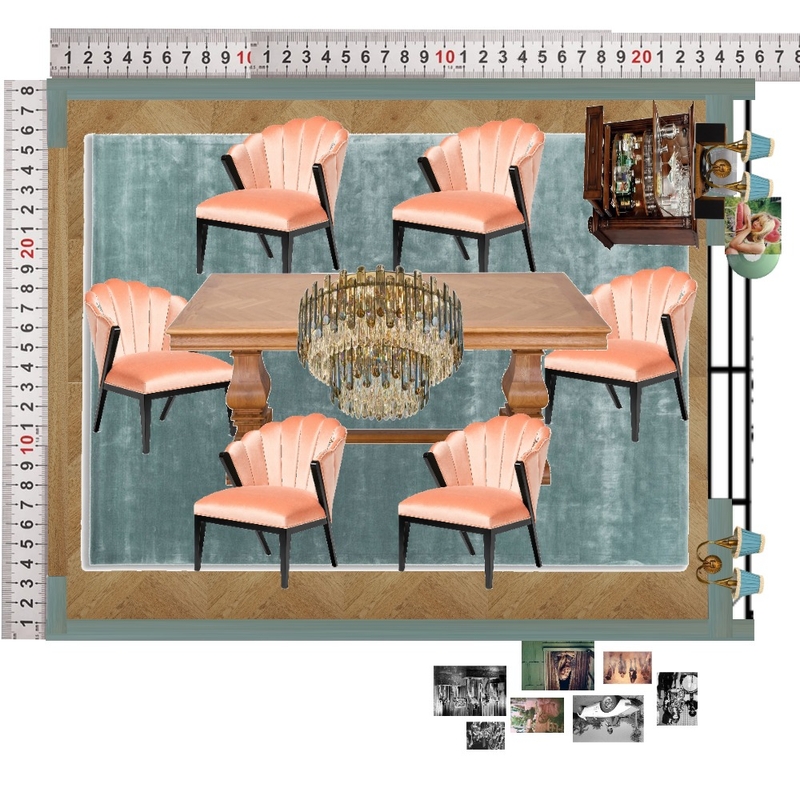 Aqua Dining Room Interior Design Mood Board by dl2407