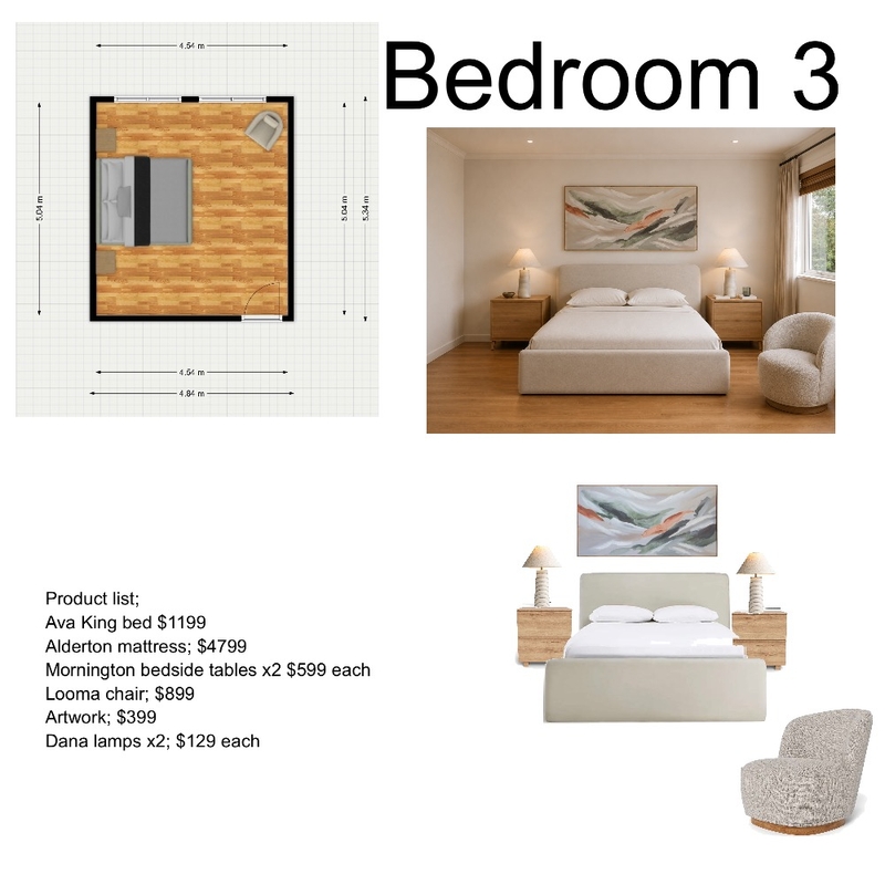Bedroom 3 Interior Design Mood Board by sarahyoungccc@gmail.com