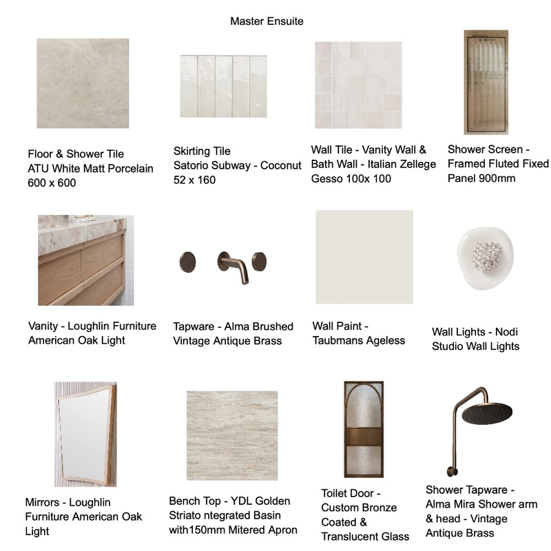 Bateau Bay Master Ensuite Selections Moodboard Interior Design Mood Board by Dune Drifter Interiors