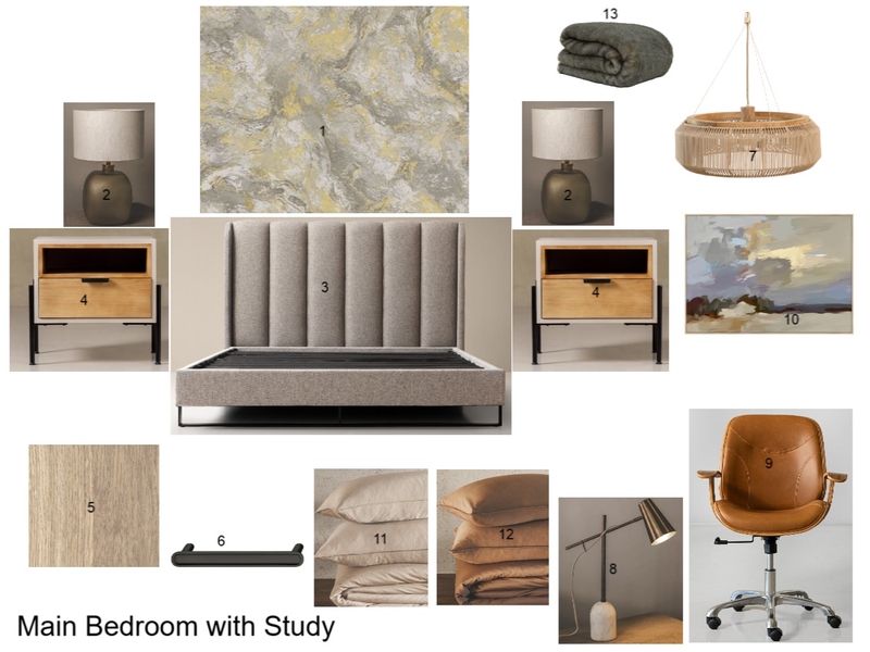 Main Bedroom with Study Interior Design Mood Board by delange.helen@gmail,com