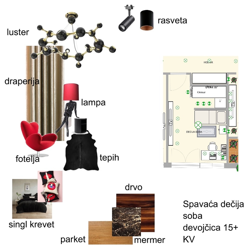 KV dečija spavaća soba 15+ diplomski rad Interior Design Mood Board by kalence333