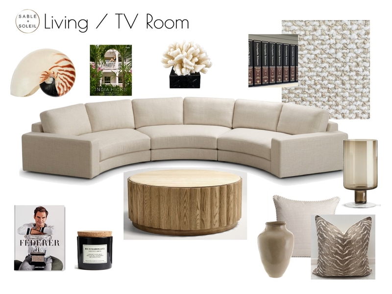 Living / TV Room Interior Design Mood Board by Sable + Soleil