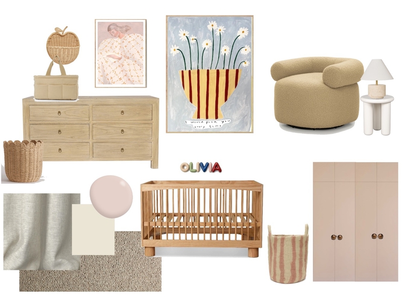 Montrose Nursery girl Interior Design Mood Board by Jorja Clair Interiors