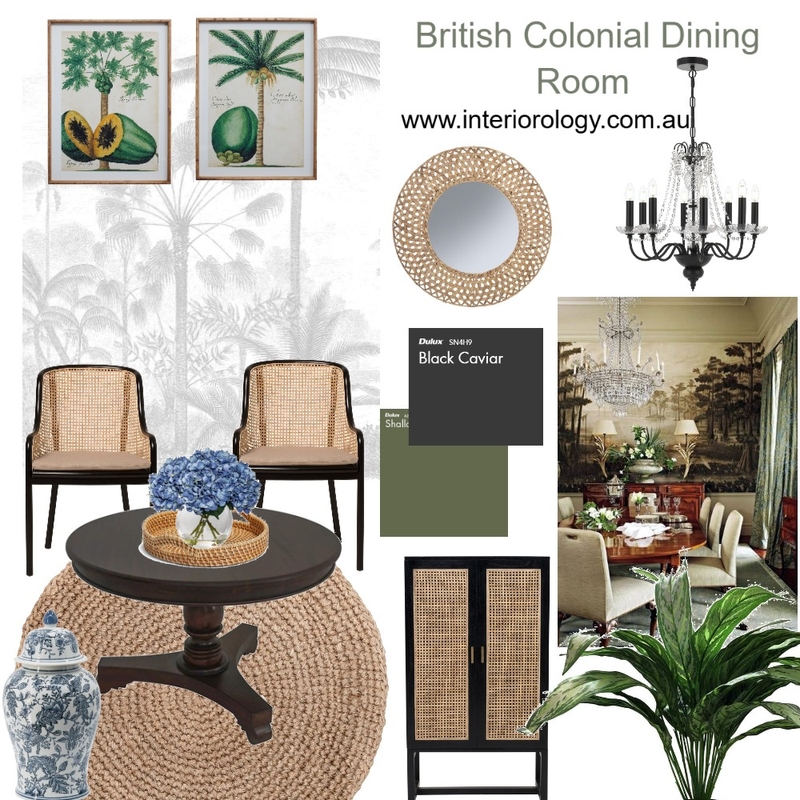 Shop the look - British Colonial Dining Room Aug 2026 Interior Design Mood Board by interiorology