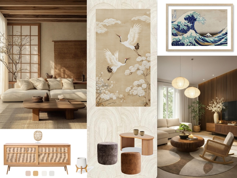 Japandi Room Interior Design Mood Board by jelenaofficial Japandi Room Interior Design Mood Board by jelenaofficial