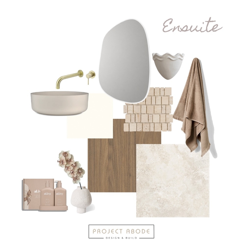 Travertine Ensuite Interior Design Mood Board by Project Abode