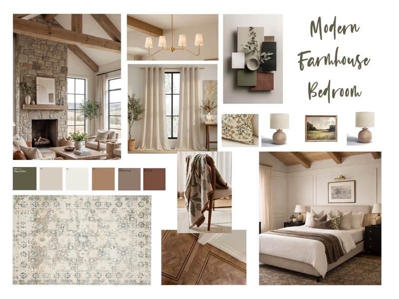 Modern Farmhouse Bedroom Interior Design Mood Board by amartello823@gmail.com