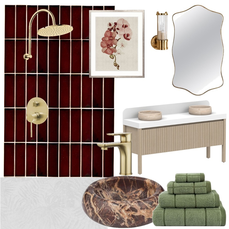 Burgundy Bathroom Interior Design Mood Board by AlexMc Burgundy Bathroom Interior Design Mood Board by AlexMc