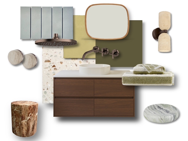 Mid Century Modern Bathroom Interior Design Mood Board by Muse Design Co Mid Century Modern Bathroom Interior Design Mood Board by Muse Design Co