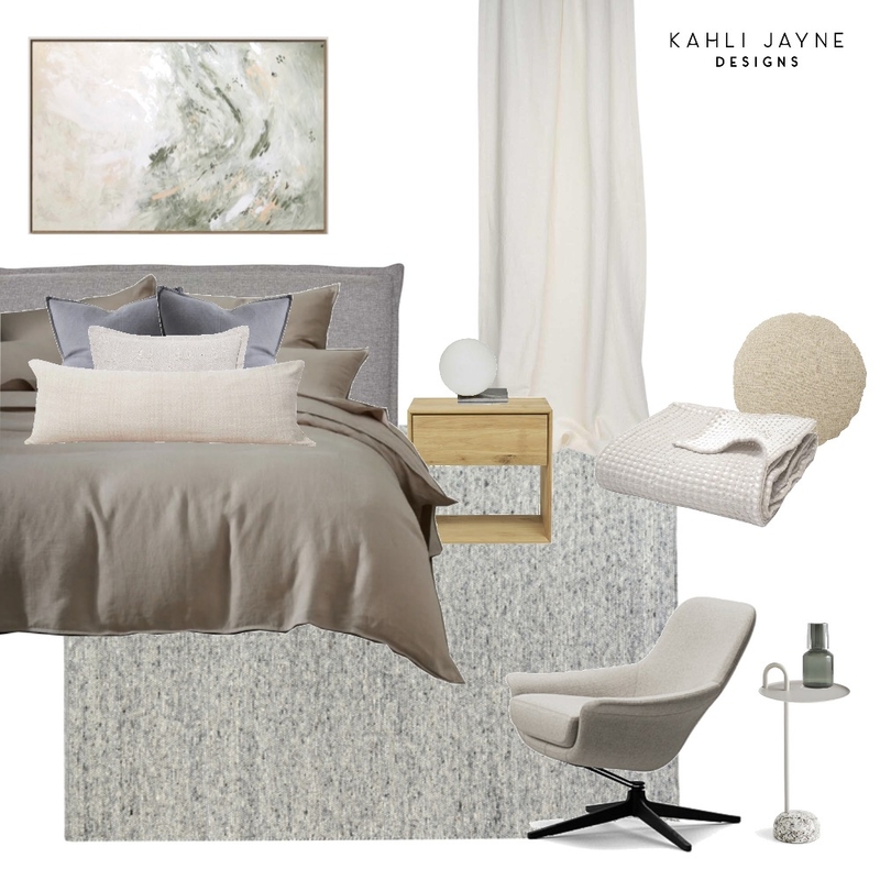 HALL RESIDENCE - Main Bedroom Interior Design Mood Board by Kahli Jayne Designs