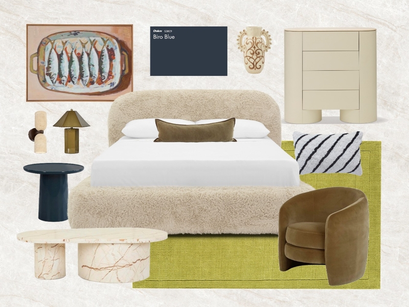Chartreuse Bedroom Interior Design Mood Board by Genevieve Erougian
