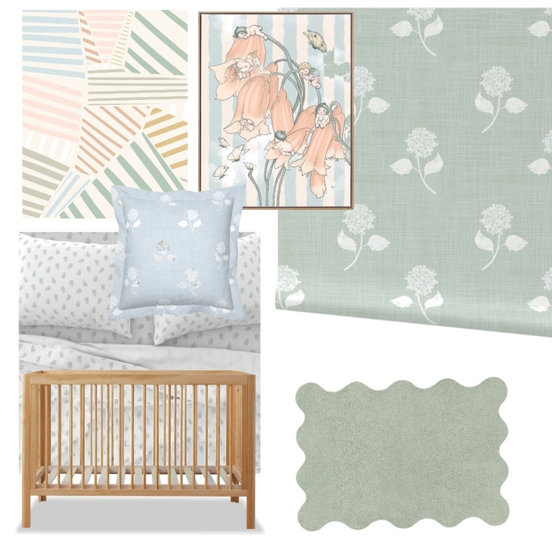Grandmillennial Nursery Room in Sage Green Tones Interior Design Mood Board by contact@anelasdesignstudio.com