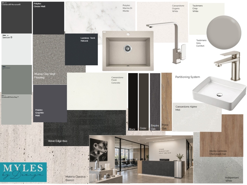 Farahanaz - Commercial Project - Darker Tone Finishes Interior Design Mood Board by Stacey Myles