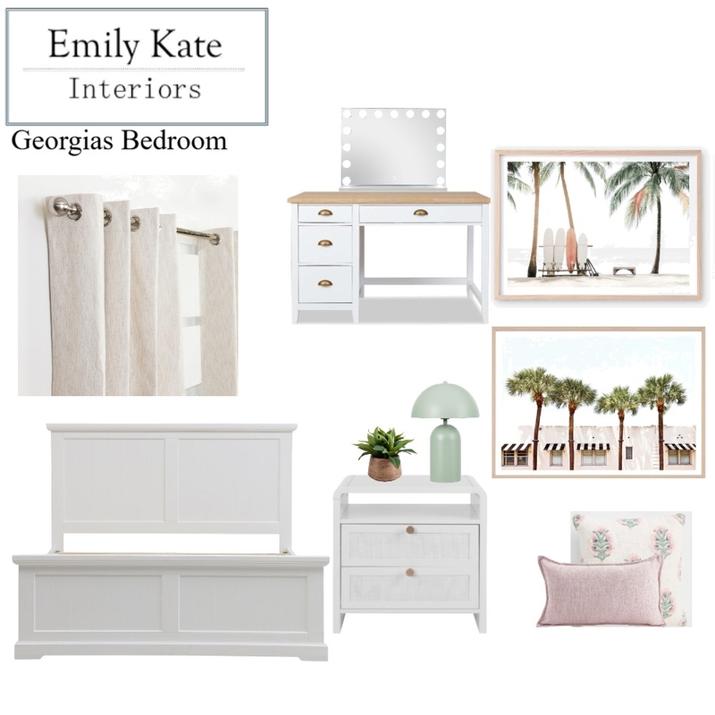 Alison & Bed Moodboard Georgias Bedroom Interior Design Mood Board by EmilyKateInteriors