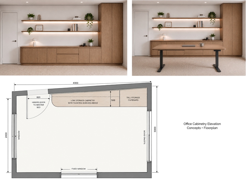 Mangan - Office Cabinetry Elevation Concepts Interior Design Mood Board by Styled Interior Design