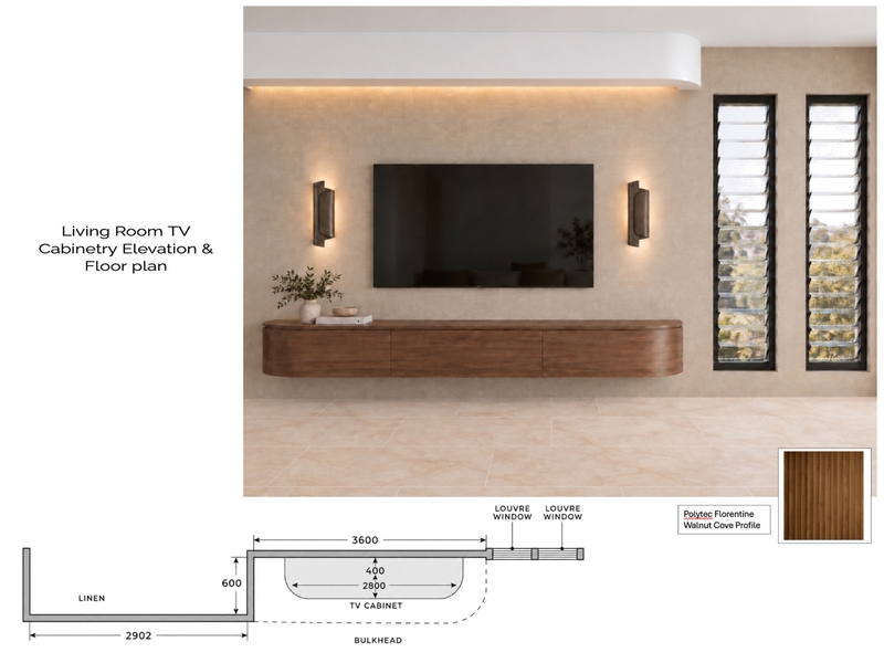 Living Room Cabinetry Elevation Interior Design Mood Board by Styled Interior Design