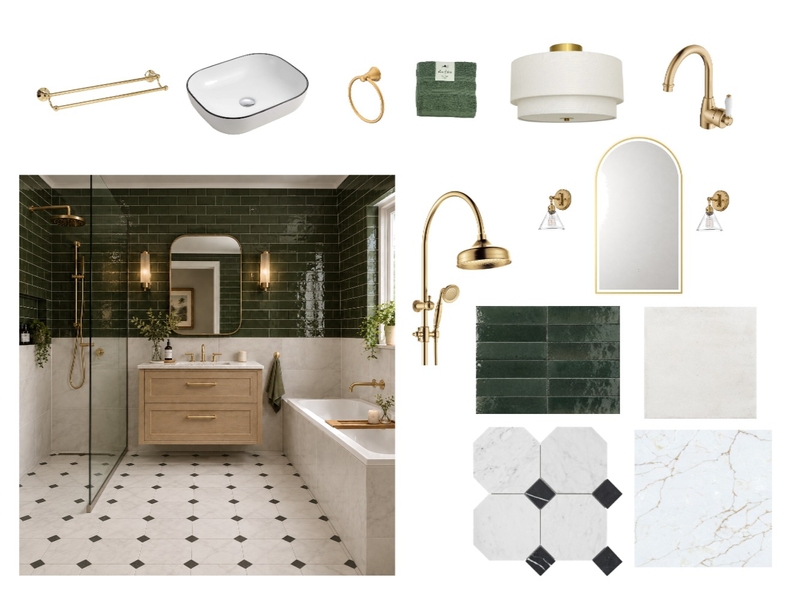 French Bathroom Mood Board Interior Design Mood Board by Linlin Interiors