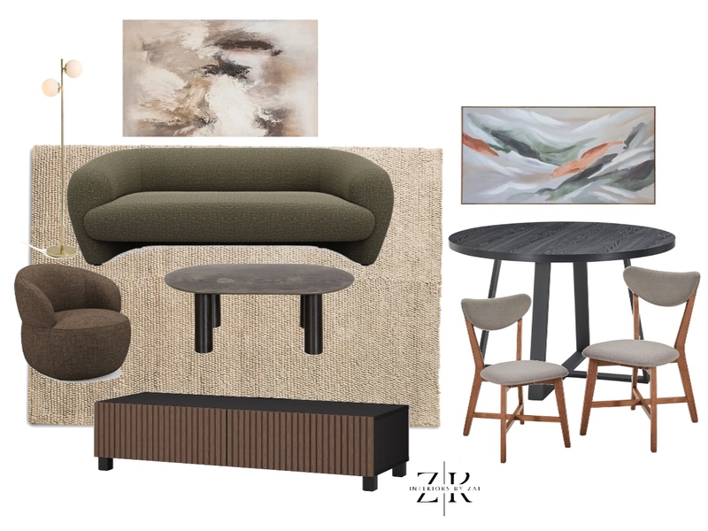 Urban Warmth Open Plan Interior Design Mood Board by Interiors By Zai
