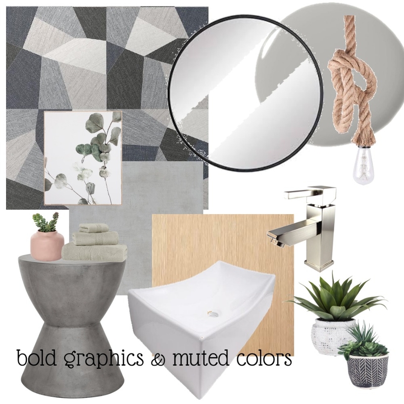 Bold graphics & Muted colors Interior Design Mood Board by HeidiMM