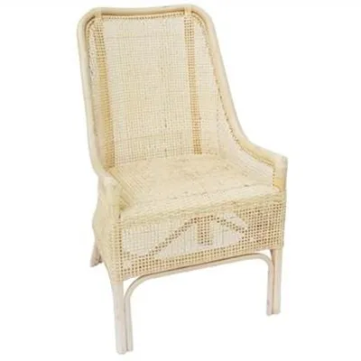 Achille Rattan Side Chair, White Wash
