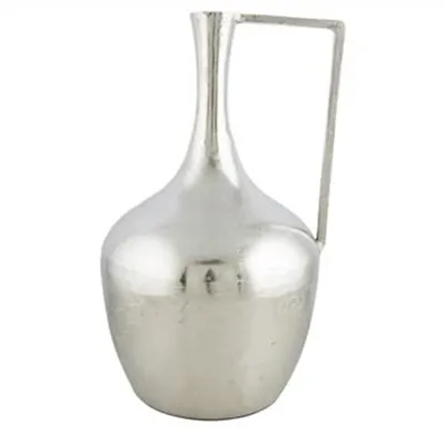 Annora Small Aluminium Long Neck Vase with Handle, Silver