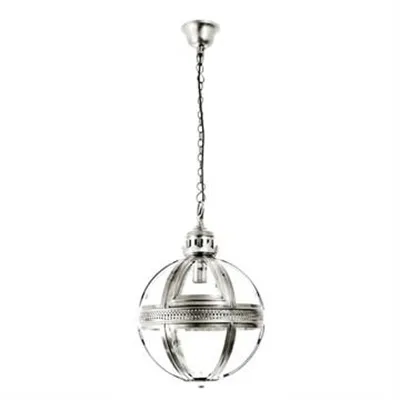 Saxon Metal & Glass Globe Pendant Light, Small, Nickel