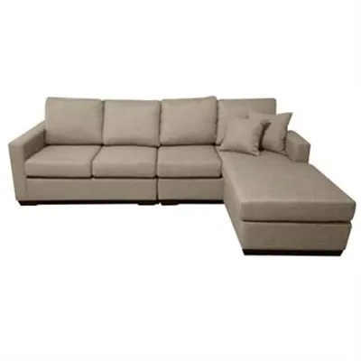 Club Fabric 4 Seater Sofa with Reversible Chaise - Taupe