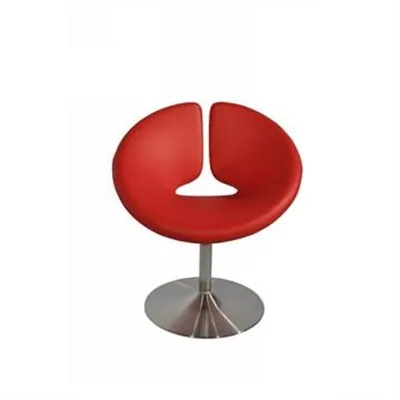 U Shape PU Leather Upholstered Occasional Chairs, Red