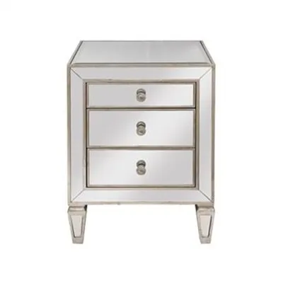 Cassidy Mirrored 3 Drawer Bedside Table