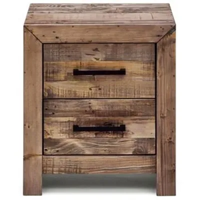 Boston Recycled Pine Timber 2 Drawer Bedside Table